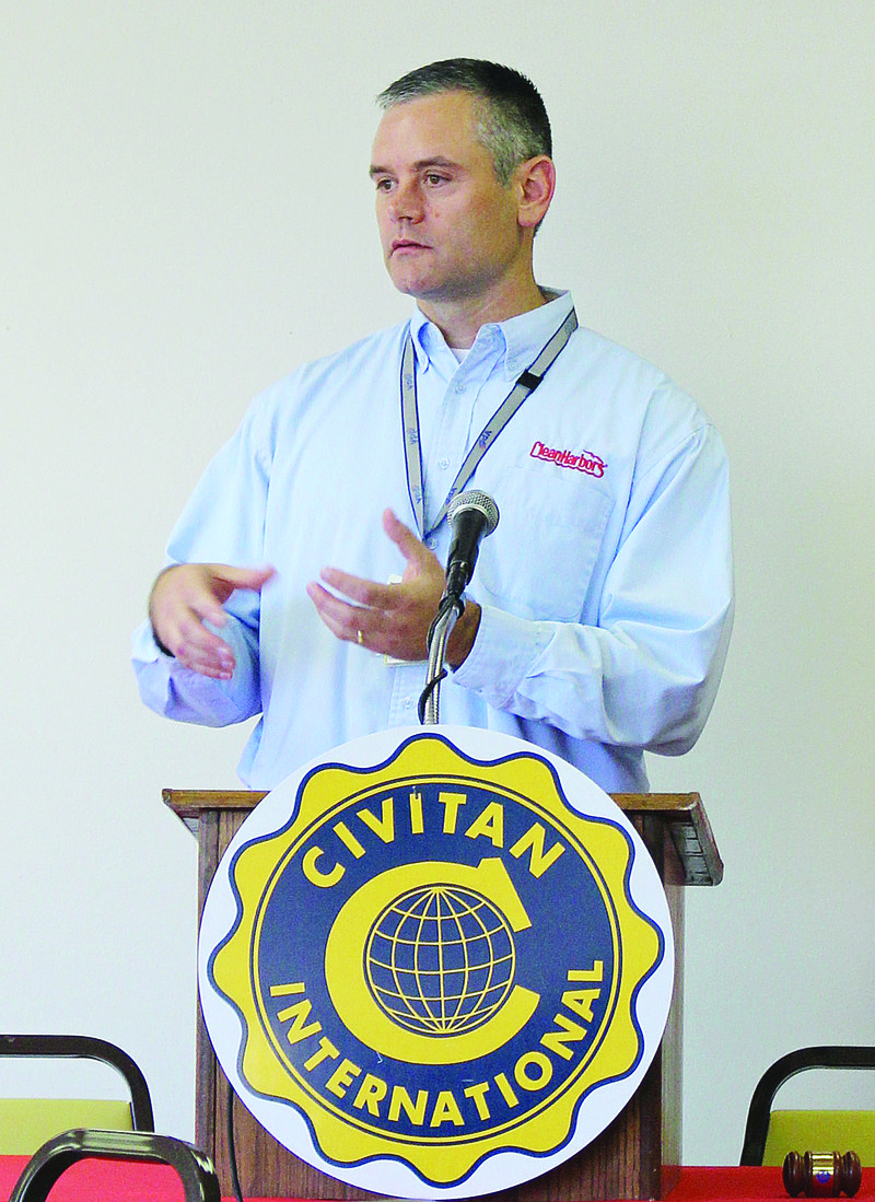 Company Expansion: Dan Roblee, general manager of Clean Harbors speaks to the Civitan Club on 
Thursday.