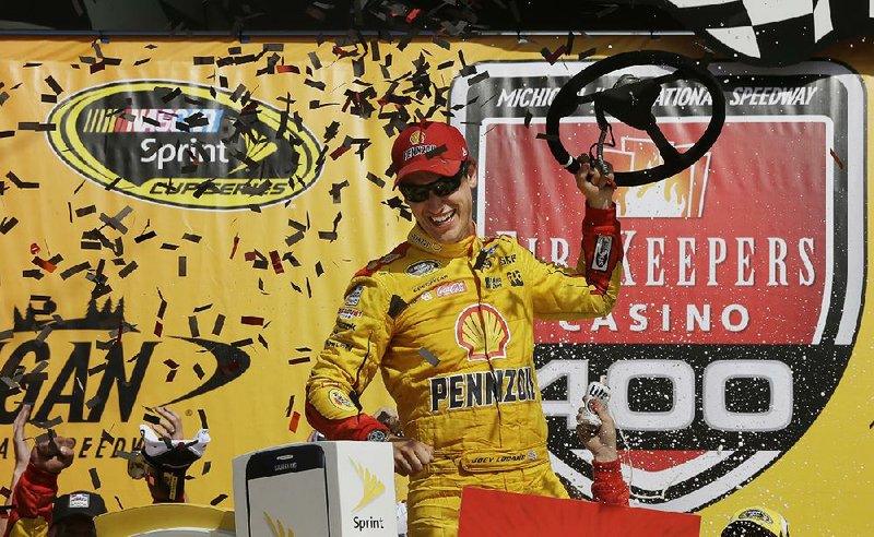 Joey Logano led for 138 of a possible 200 laps to win the NASCAR Sprint Cup’s FireKeeper Casino 400 on Sunday and pick up his first series victory of the year.