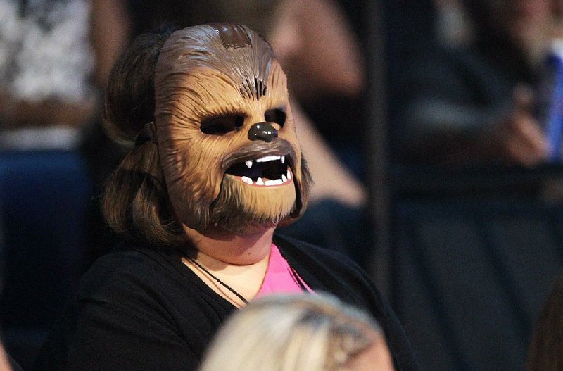 Candace Payne, as Chewbacca Mom, masks her excitement at attending the CMT Music Awards.