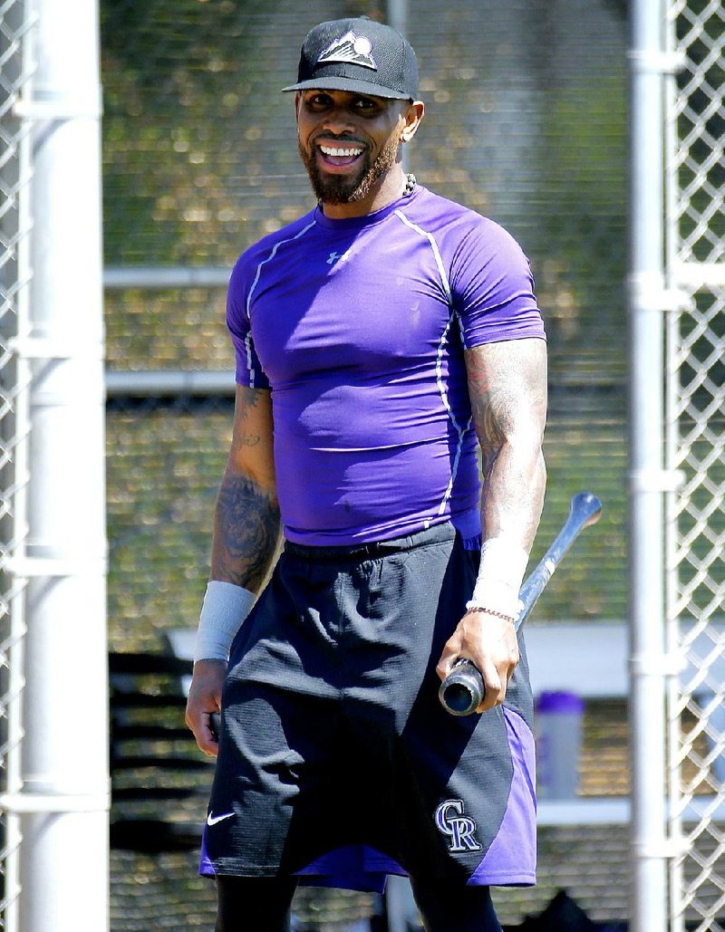 Colorado Rockies' Jose Reyes runs drills during an extended spring training, Thursday, May 19, 2016, at the teams' facilities in Scottsdale, Ariz. 