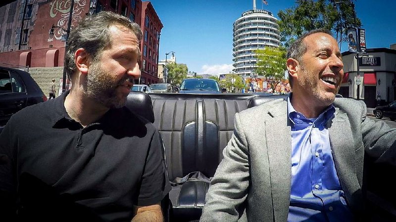 Jerry Seinfeld (right) goes for coffee with Judd Apatow in Crackle’s new season of Comedians in Cars Getting Coffee.
