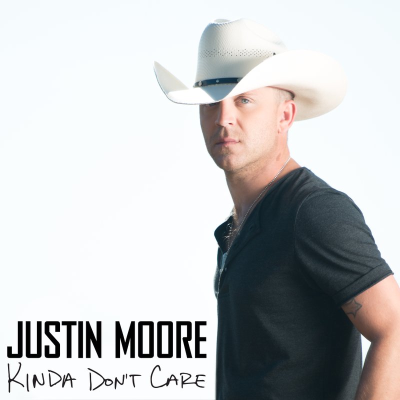 Cover art for Arkansas native Justin Moore's next record, Kinda Don't Care.