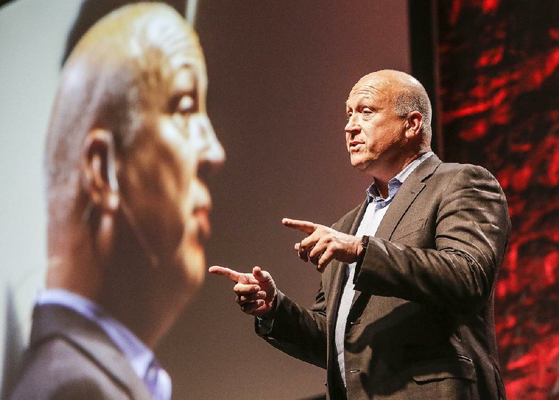 Major League Baseball Hall of Famer Cal Ripken Jr. delivers the keynote address during the fourth All-Arkansas Preps Award Banquet on Saturday at the Statehouse Convention Center in Little Rock. To see more photos of the event, visit arkansasonline.com/galleries.