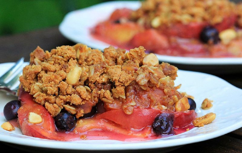 Peach Berry Crisp With Oatmeal-Peanut Topping 