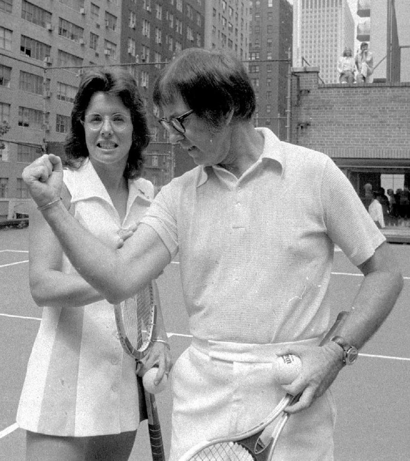 Billie Jean King (left), who beat Bobby Riggs in “Battle of the Sexes II”, does not think a similar, modern-day match is a good idea.