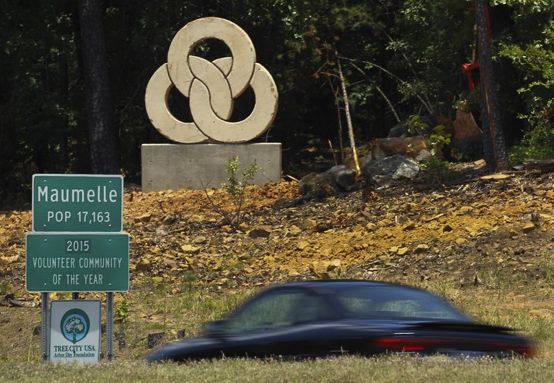 Maumelle has placed the old Maumelle Rings marker on a hillside along Maumelle Boulevard. The marker had been removed from the edge of the city limits a year ago.