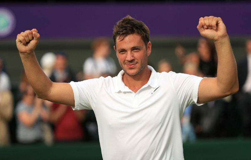 Britain’s Marcus Willis, ranked No. 772 in the world, reached the second round of Wimbledon on Monday after beating Ricardo Berankis 6-3, 6-4, 6-4.