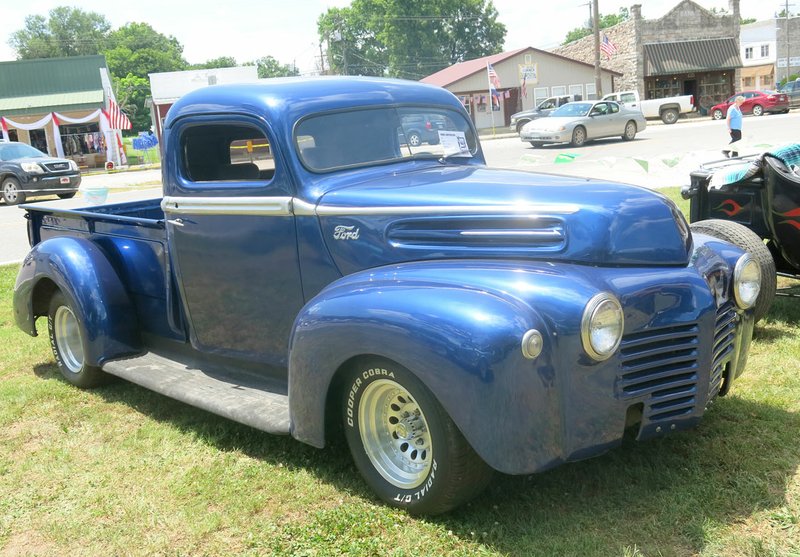 Photo by Susan Holland This blue 1946 Ford 350, owned by Donnie Ketchum of Decatur, won the first place trophy in the older pickups class at the Sulphur Springs Independene Day car show Saturday. The vehicle was also judged best of show, much to the surprise and delight of its owner.