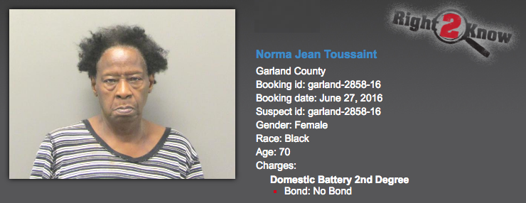 Norma Jean Toussaint was charged with battery after police allege she beat her granddaughter with a switch. 