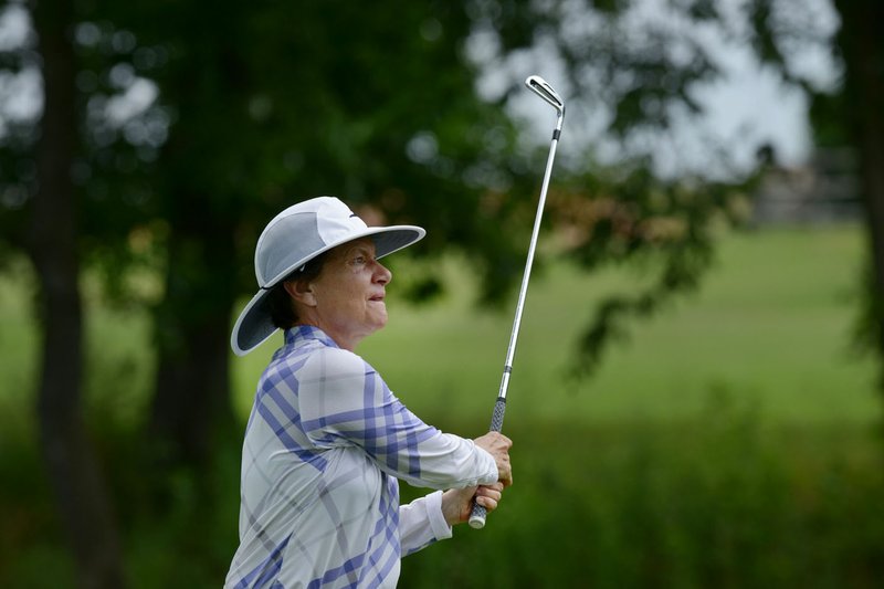 Tanna Richard, 59, of Fort Smith (above) took a five-hole lead in the championship flight of the AWGA state match play after 11 holes at Shadow Valley Country Club and held off a late rally by Taylor Loeb, 18, of Little Rock, to win the Arkansas Women’s Golf Association State Match Play Championship 2 and 1.