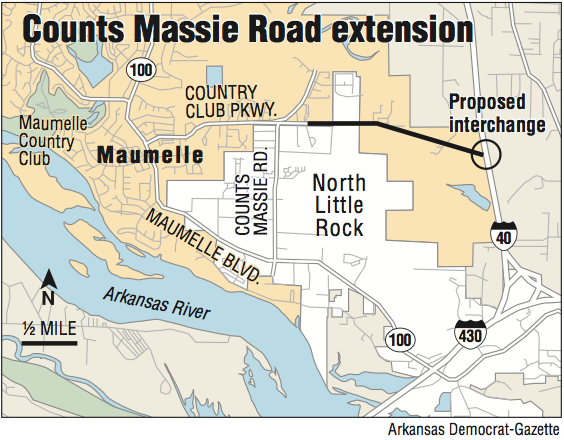 Map showing the location of the Counts Massie Road extension