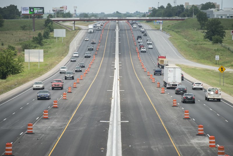 I-49 looking north near Don Tyson Parkway Friday in Springdale. The Arkansas Highway and Transportation Department completed more than 200 projects in Benton and Washington Counties since 2005 with more than 60 to come in the next five years.