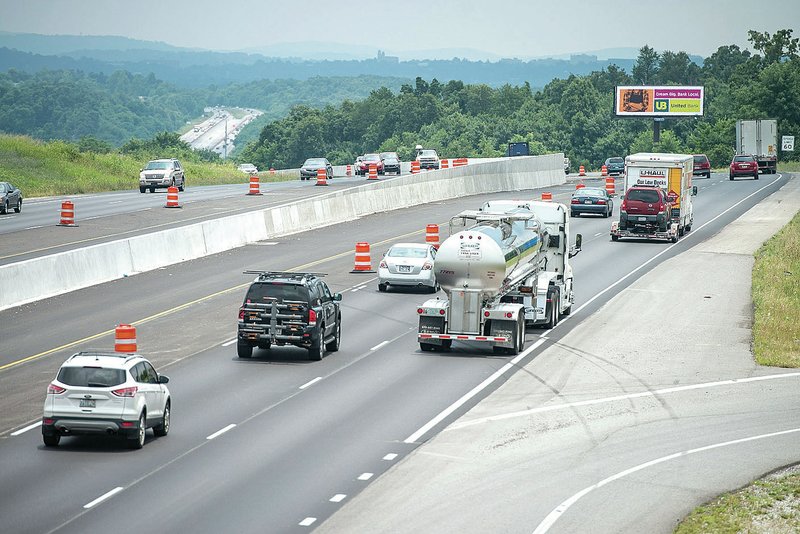 NWA Democrat-Gazette/ANTHONY REYES &#8226; @NWATONYR I-49 looking south near Don Tyson Parkway in a 2016 file photo. The Arkansas Highway and Transportation Department completed more than 200 projects in Benton and Washington Counties since 2005 with more than 60 to come in the next five years.