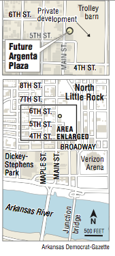 A map showing the location of the future Argenta Plaza.