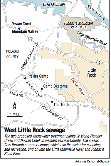 A map showing West Little Rock sewage information.