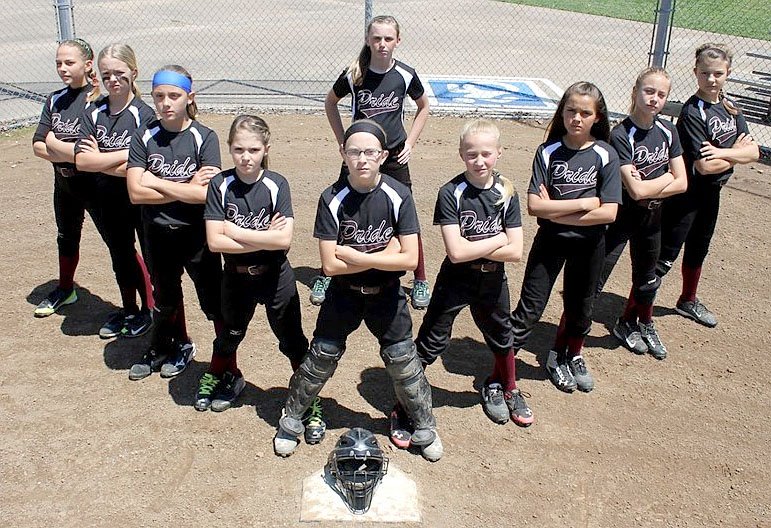 Submitted Photo The Gentry Pride softball team is made up of (not in order pictured) Madison Boyles, Liberty Brannon, Afton Finnell, Bailey Galloway, Mattison Hamilton, Kyleigh Wheaton, Mazzi Jones, Shanie Barbee, Paige Greer and Malea Wilson. The girls are coached by Clay Stewart, Ronnie Barbee and Matt Hamilton.