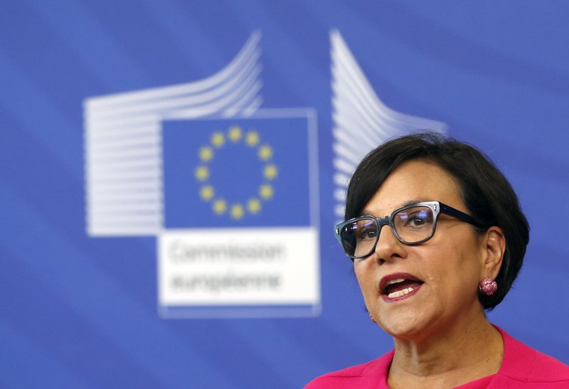 U.S. Secretary of Commerce Penny Pritzker speaks during a news conference in the Commission Berlaymont building in Brussels, Belgium, Tuesday, July 12, 2016. 