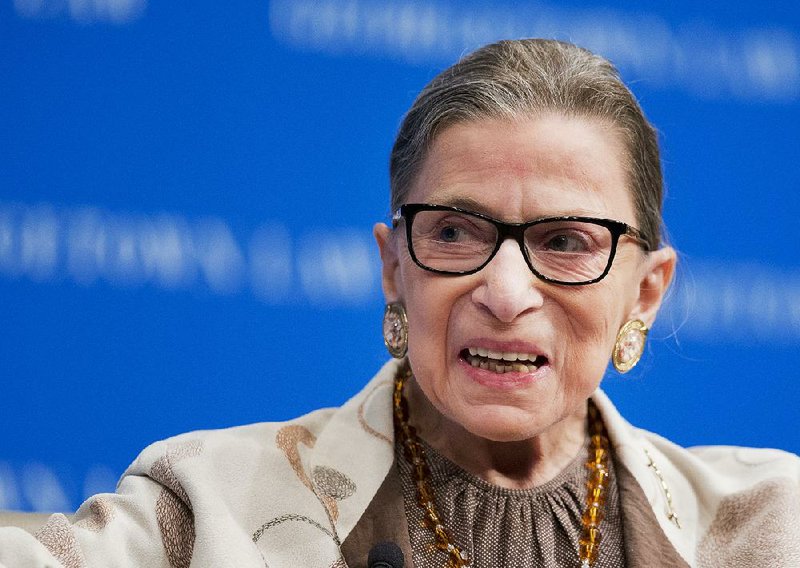 In this Feb. 4, 2015 file photo, Supreme Court Justice Ruth Bader Ginsburg speaks at Georgetown University Law Center in Washington. 