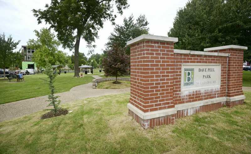 Dave Peel Park was closed Thursday in downtown Bentonville. The Benton County Quorum Court voted Tuesday to add the park to a list of sites being studied as a location for a new court facility.