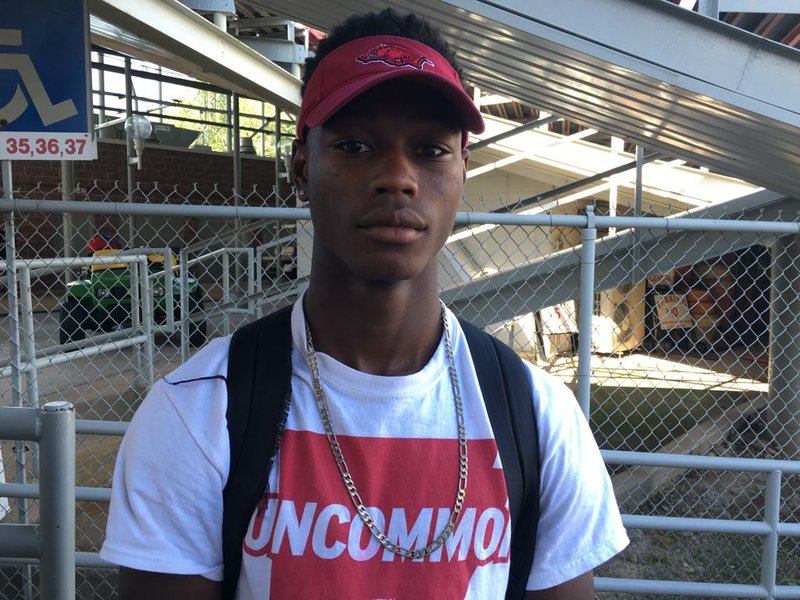 Ashdown safety Montaric Brown poses for a photo at the All Arkansas Camp at War Memorial Stadium on June 5. 