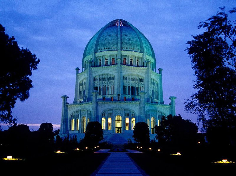 The Bahai House of Worship, in a suburb north of Chicago, is surrounded by nine gardens that are open to the public for viewing or as a place of prayer.