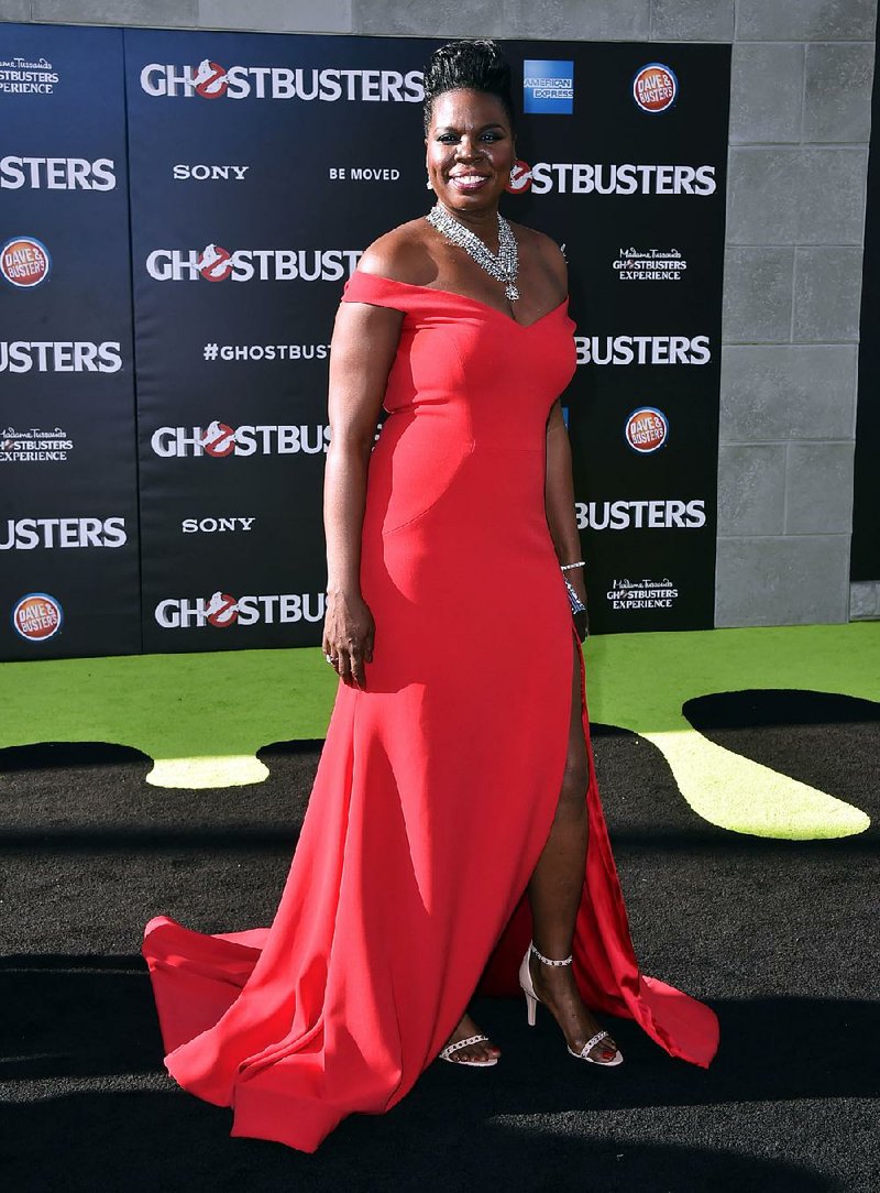 Lady in red: Leslie Jones arrives at the Los Angeles premiere of Ghostbusters at the TCL Chinese Theatre.