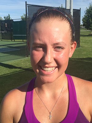 Sarah Schneringer, 14, will be a freshman at Bentonville West when it opens and hopes to be one of the first members of the Lady Wolverines tennis team. She played Friday in the Serena Smith Junior Open state tennis tournament at Memorial Park.