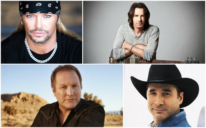 Arkansas State Fair headliners Bret Michaels (clockwise from top left), Rick Springfield, Clint Black and Collin Raye