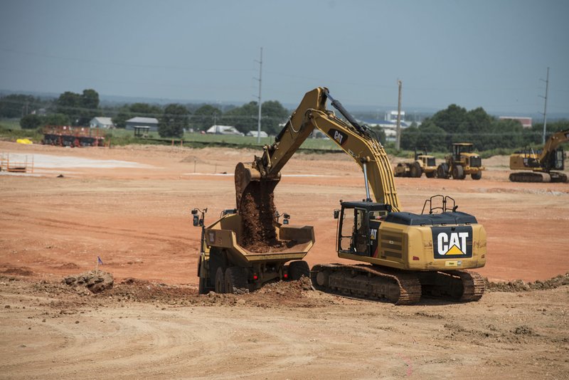 Construction continues Monday at the site for the Arkansas Children’s Hospital-Northwest on Watkins Drive and 56th Street in Springdale. Bentonville-based Premier Concepts is donating $1 million over the next five years to help with construction.