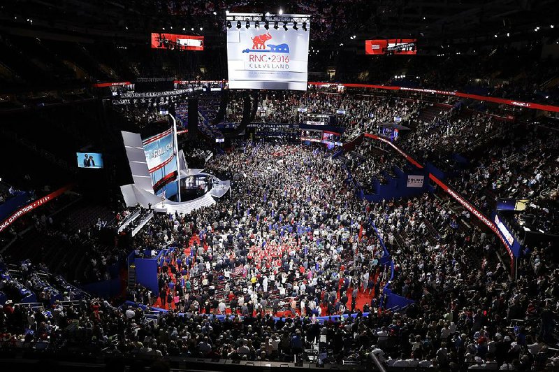 Delegates fill the floor of Quicken Loans Arena on Tuesday on the second day of the Republican National Convention in Cleveland.