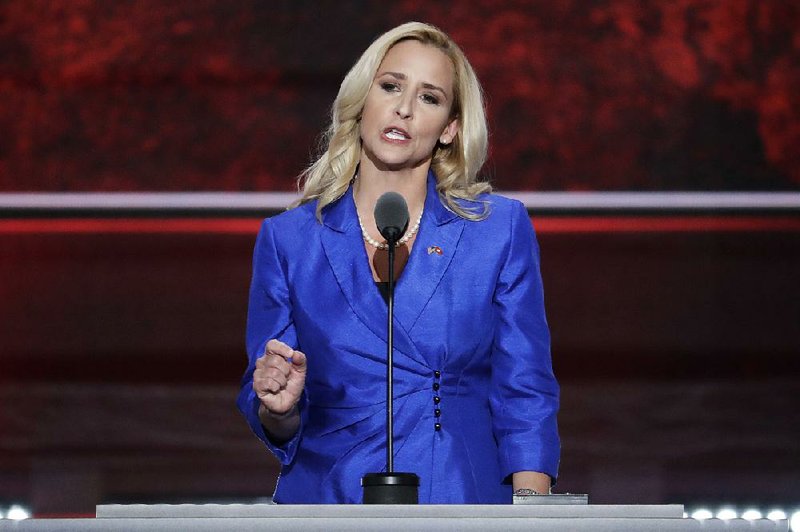 Arkansas Attorney General Leslie Rutledge, speaks during the second day of the Republican National Convention in Cleveland, Tuesday, July 19, 2016.
