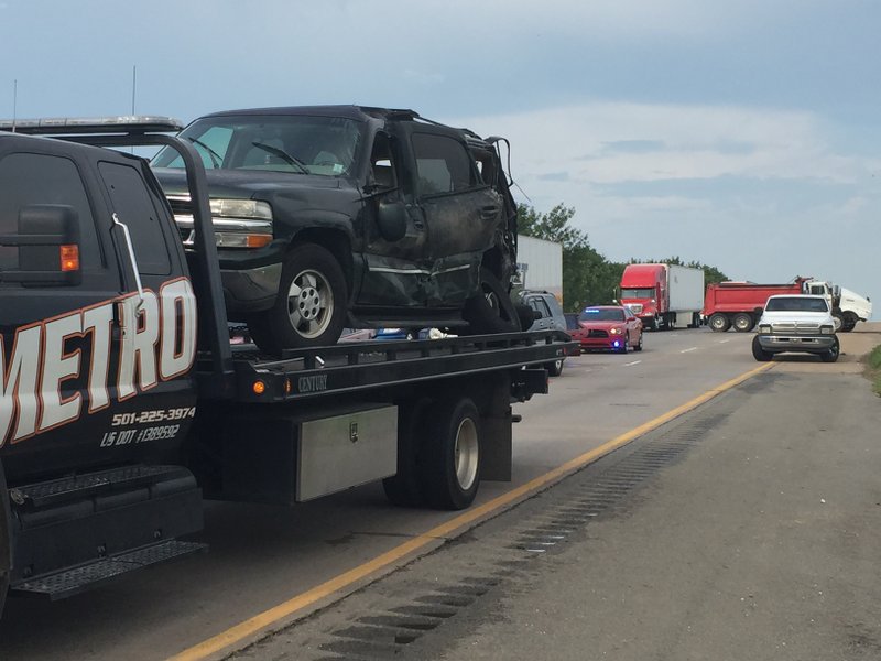 A five-vehicle wreck shut part of Interstate 30 in Pulaski County for more than an hour Wednesday afternoon. 