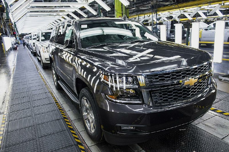 Chevrolet Tahoe sport utility vehicles await fi nal inspection on a production line at the General Motors Co. assembly plant in Arlington, Texas, in March.
