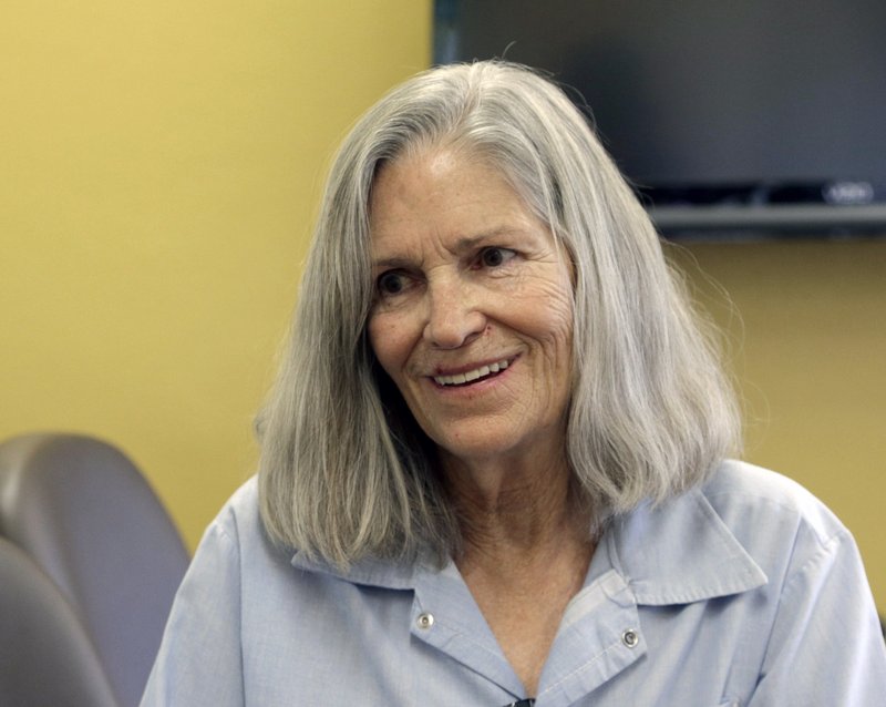 FILE - In this April 14, 2016 file photo, former Charles Manson follower Leslie Van Houten confers with her attorney Rich Pfeiffer, not shown, during a break from her hearing before the California Board of Parole Hearings at the California Institution for Women in Chino, Calif. California Gov. Jerry Brown is denying parole for Van Houten, the youngest follower of murderous cult leader Charles Manson. The Democratic governor said Friday, July 22, 2016, Van Houten&#x2019;s &#x201c;inability to explain her willing participation in such horrific violence&#x201d; leads him to believe she remains an unreasonable risk to society. (AP Photo/Nick Ut, File)