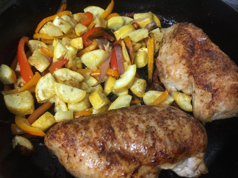 One-pan chicken and squash