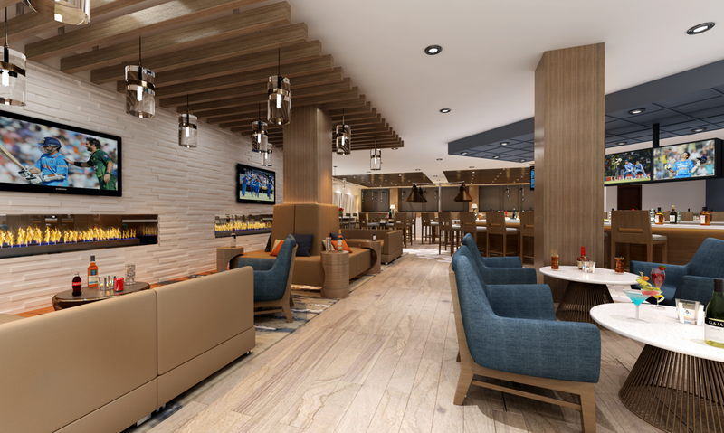 This rendering shows how the restaurant at the DoubleTree Hotel in Little Rock will look after a renovation this year. Courtesy Waterford Hotel Group.