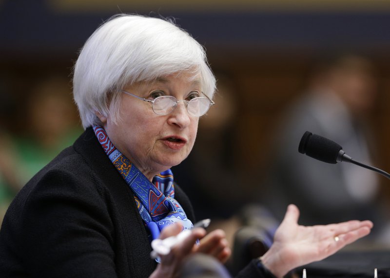 In this Wednesday, June 22, 2016, file photo, Federal Reserve Chair Janet Yellen testifies on Capitol Hill in Washington, before the House Financial Services Committee hearing on U.S. monetary policy.