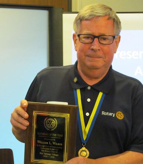 Submitted photo WINNING NICHE: Larry Wilson was recently named Rotarian of the Year for the Hot Springs Village Rotary Club. As part of his membership service, he handles audio, visual and technological duties for the club.