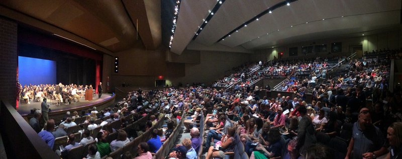 A crowd packs the performing arts center on Friday July 29, 2016 during the grand opening of Bentonville West High School in Centerton.