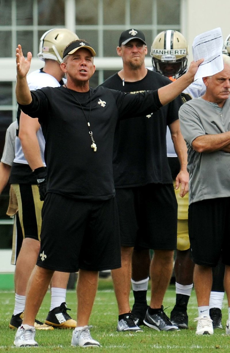 New Orleans Saints head coach Sean Payton during the NFL football teams training camp in White Sulphur Springs, W.Va., Saturday, July 30, 2016.