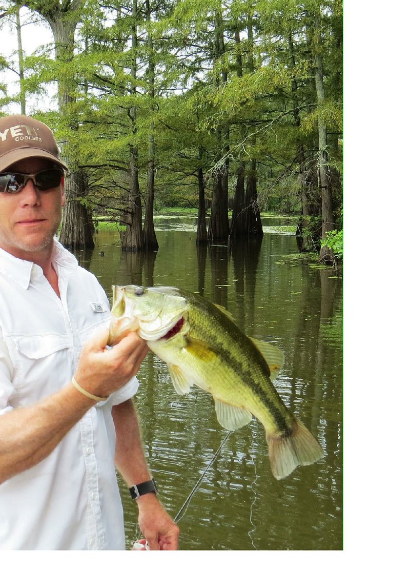 Worth Gibson of Little Rock admires one of the many bass he caught July 23 while fishing near DeWitt. 