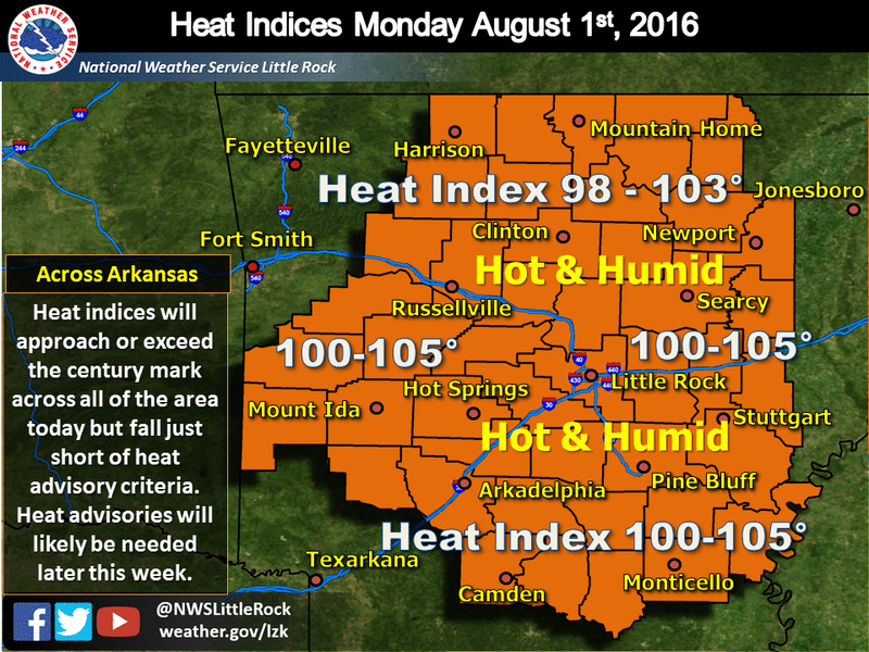 Heat advisory issued for most of Arkansas