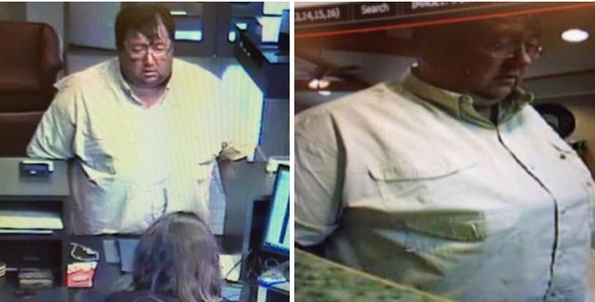 The Bryant Police Department said these surveillance images show a man holding up a bank in Bryant (upper left) and a bank in Morrilton (upper right).