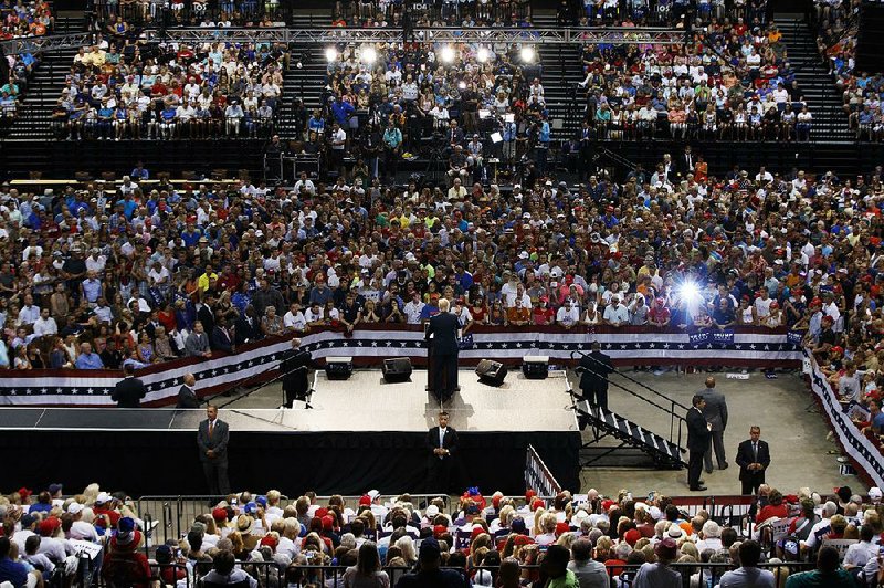 Donald Trump speaks Wednesday at a rally in Daytona Beach, Fla. “We’ve never been this united,” Trump said of his Republican presidential campaign.