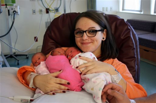 Amber Hills of Newberg gave birth to identical triplet girls were born at Providence St. Vincent in Portland, Ore., on Monday, Aug. 1, 2016.