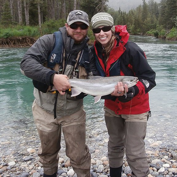 Jess and Laura Westbrook are shown on a fishing trip to Alaska, where Jess said he first got the idea of giving back to others through fly-fishing.