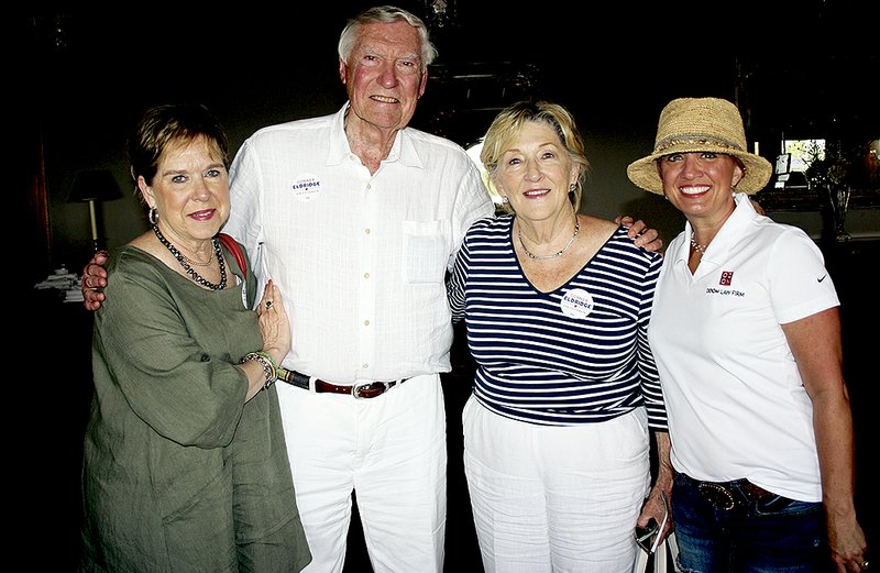 Rosemary Conrad (from left), Sid and Kay Davis and Laura Odom visit at the annual Seafood Jubilee on July 22.