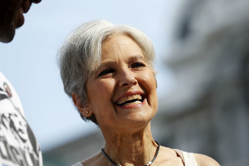 Dr. Jill Stein, Green Party presidential nominee, arrives at a rally in Philadelphia, Wednesday, July 27, 2016, during the third day of the Democratic National Convention. 
