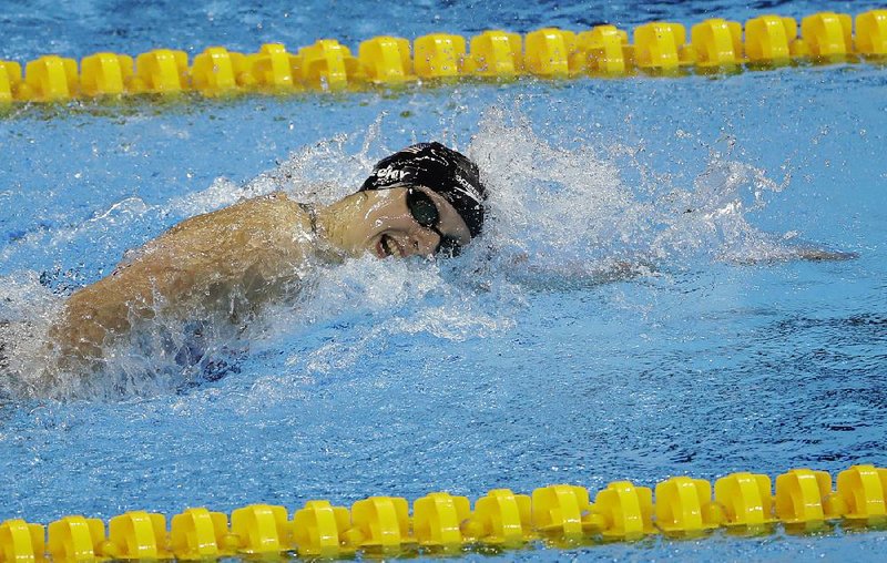 Katie Ledecky earned her third gold medal of the Olympics, helping the United States win the women’s 800-meter freestyle relay.