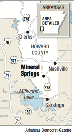 A map showing the location of Mineral Springs.